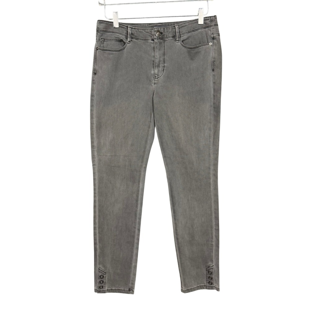 J Jill Jeans Womens 8 Grey Authentic Fit Slim Ankle Snap Hem Stretch 31x29
